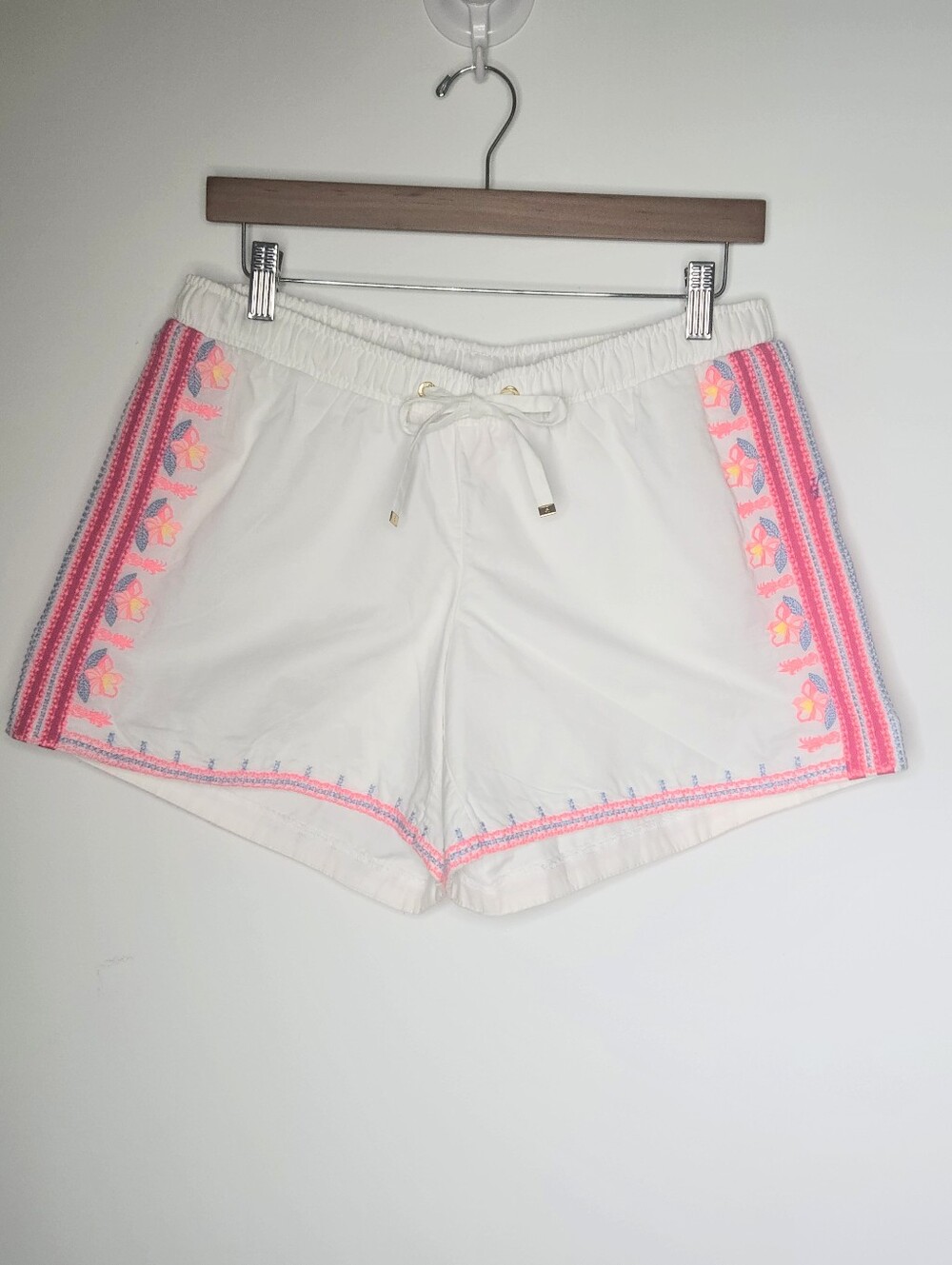 Lilly Pulitzer Katia Embroidered Drawstring Shorts Resort White Flower Size M
